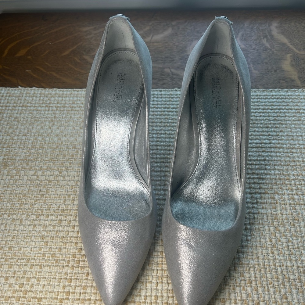 Michael Kors Silver Heels with Pointed Toe and Stiletto Heel